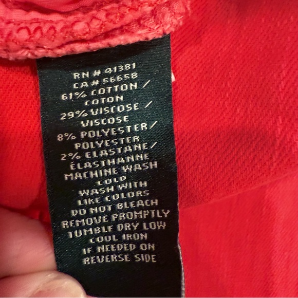 Lauren Ralph Lauren Women’s Red Premier Skinny Cropped Jeans size 4 Petite - Picture 9 of 10